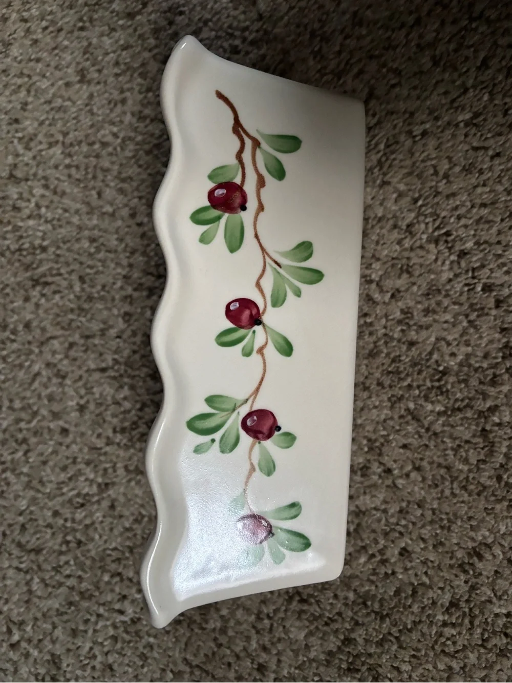 Emerson Creek Pottery Ceramic Loaf Pan with Hand-Painted Cherry Motif